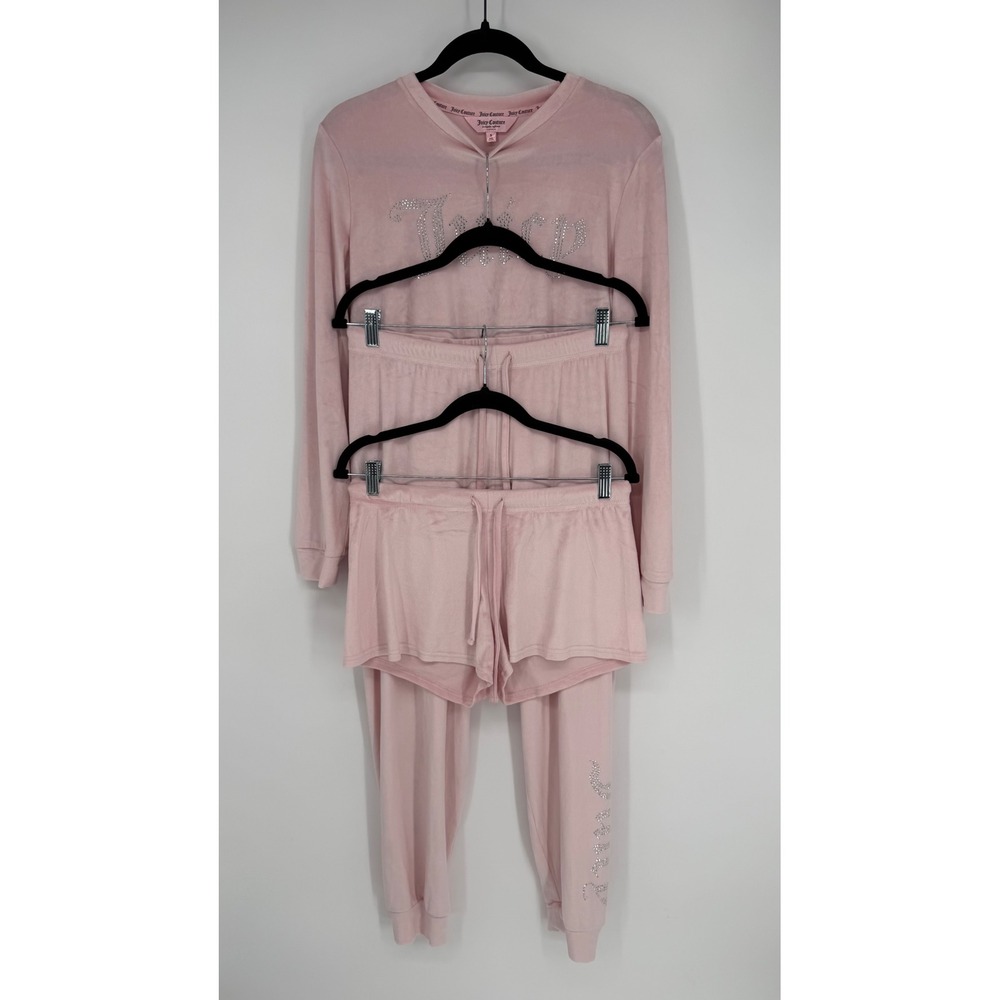 JUICY COUTURE PINK VELOUR LOUNGEWEAR AND PAJAMA SET RHINESTONE JUICY SMALL COZY